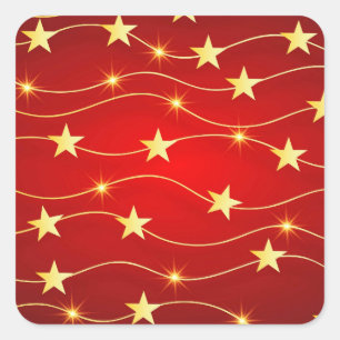 Star Adorned Ruby Red Pattern  Square Sticker