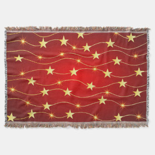 Star Adorned Ruby Red Pattern Throw Blanket