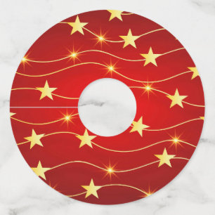 Star Adorned Ruby Red Pattern Wine Glass Tag