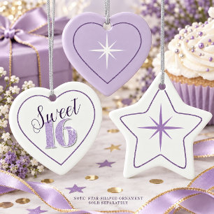 Star and Border Sweet 16 Violet ID1333 Ceramic Ornament