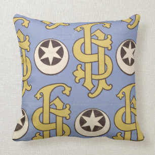 Star and Clef ecclesiastical wallpaper design Cushion