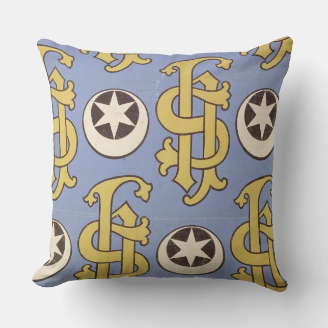 Star and Clef ecclesiastical wallpaper design Cushion (Front)