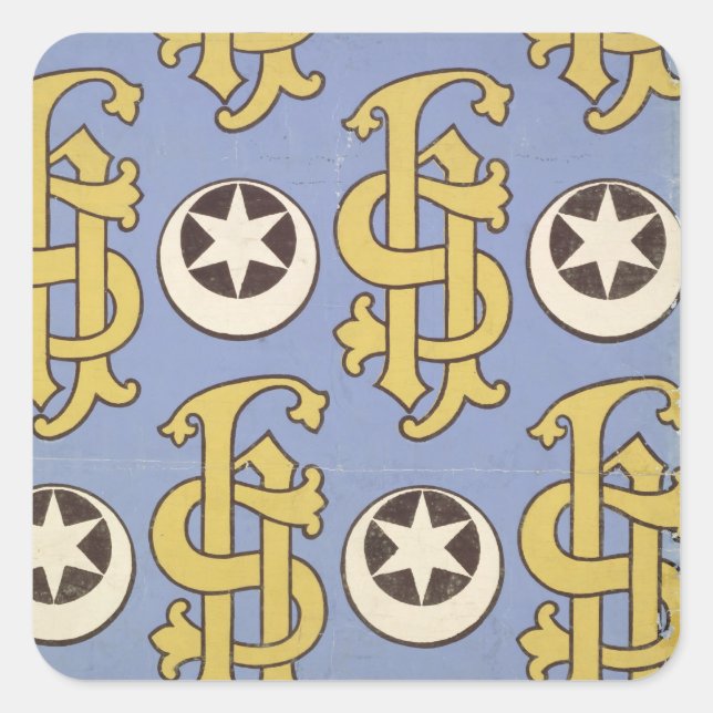 Star and Clef ecclesiastical wallpaper design Square Sticker (Front)