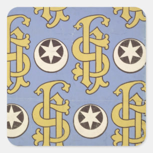 Star and Clef ecclesiastical wallpaper design Square Sticker