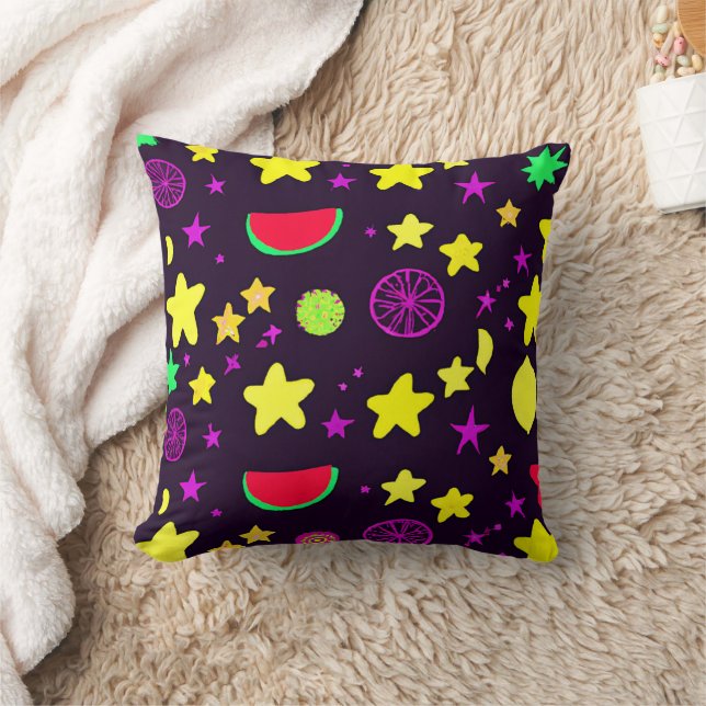 Star And Fruits Colourful Pattern Cushion (Blanket)