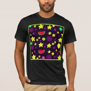 Star And Fruits Colourful Pattern T-Shirt