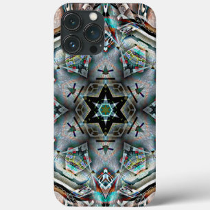 Star and hexagon kaleidoscope with light texture   iPhone 13 pro max case