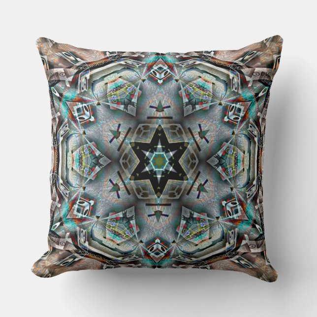 Star and hexagon kaleidoscope with light texture   cushion (Front)
