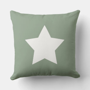 Star and initials Modern sage green and white Cushion