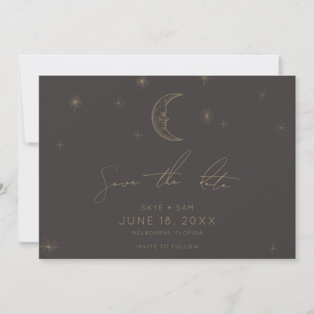 Star and Moon Celestial Save the Date (Front)