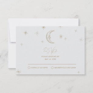 Star and Moon Celestial Wedding RSVP Card