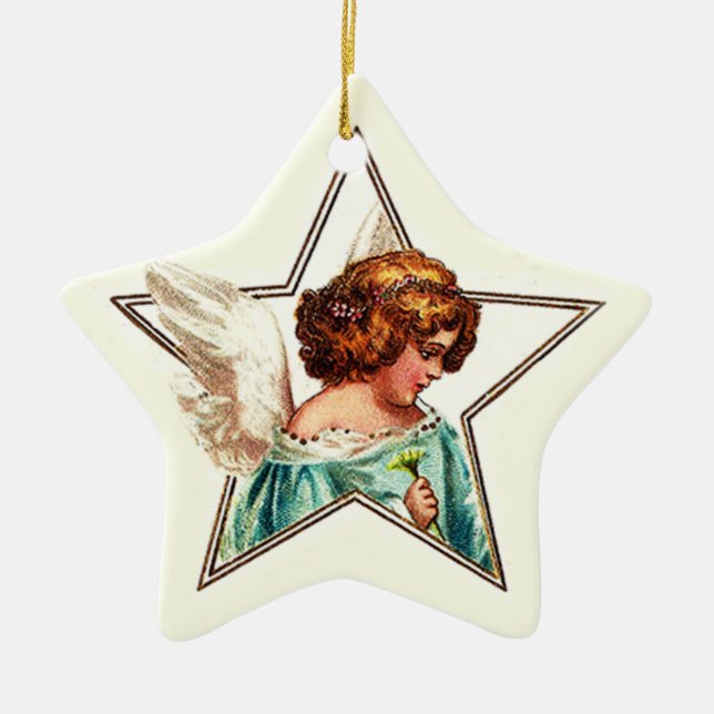 Star Angel Ceramic Tree Decoration (Front)