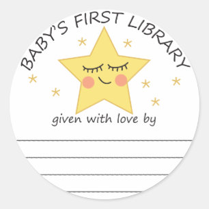 Star baby's first library bookplate sticker 