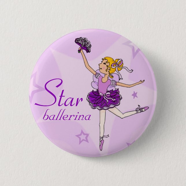 Star ballerina purple girl button (Front)