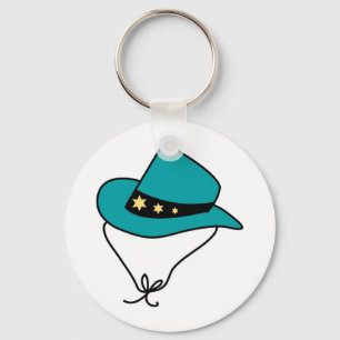 Star Band on Blue Cowboy Hat Key Ring