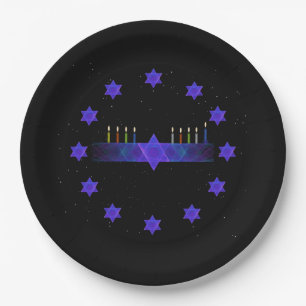 Star Bar Menorah Paper Plate