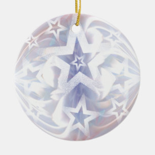star bauble in white and lilac ceramic ornament