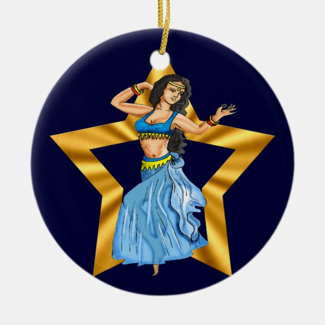 Star Belly Dancing Girl Ceramic Tree Decoration (Front)