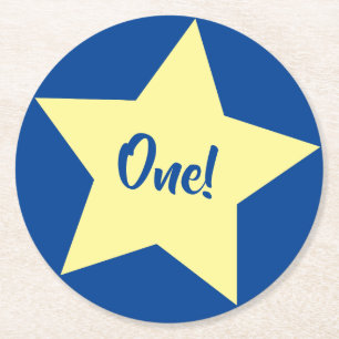 Star Birthday Party Round Paper Coaster