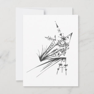 Star Black White Abstract Tribal Tattoo Art Thank You Card