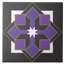 Star Block Tile, Trivet or Top - Purple & Black