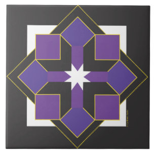 Star Block Tile, Trivet or Top - Purple & Black
