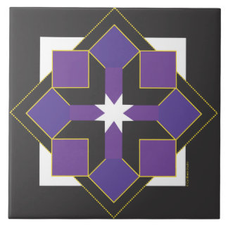 Star Block Tile, Trivet or Top - Purple & Black
