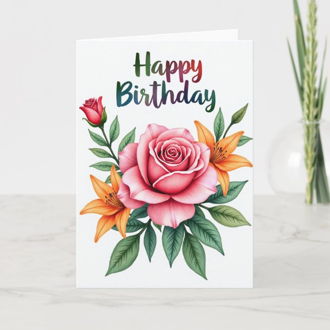 Star Blossom Birthday Card (Front)