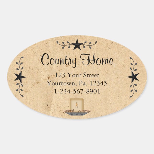 Star Border Candle Oval Sticker (Front)