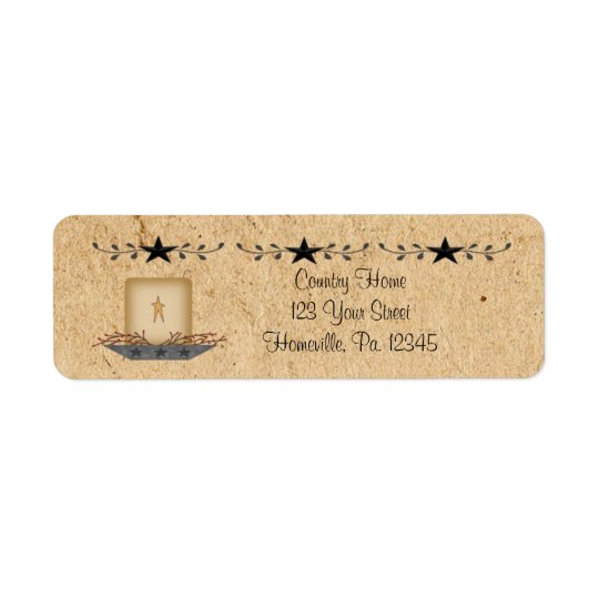 Star Border Candle Small Label Return Address Label