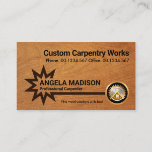 Star Border Line Wood Grain Business Card