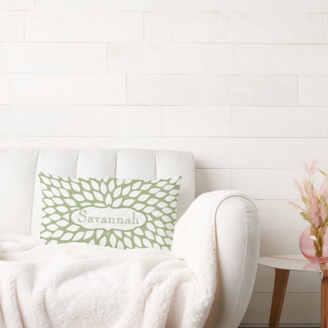 Star Burst Flower Fern Green Personalised Pillow (Couch)