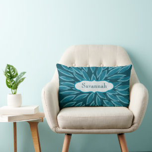 Star Burst Flower Teal Personalised Pillow