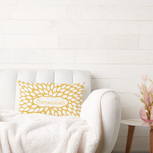 Star Burst Flower Yellow Personalised Pillow (Couch)