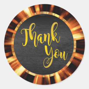 Star Burst Gold Thank You Classic Round Sticker