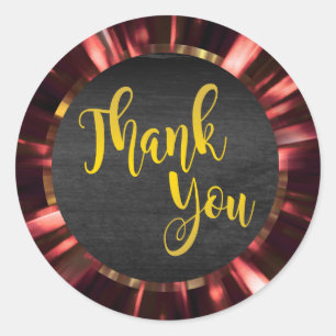 Star Burst Gold Thank You Classic Round Sticker