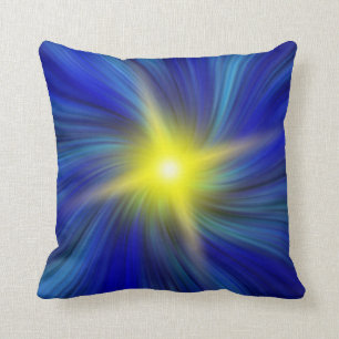 Star Burst in Blue Vortex Throw Pillow