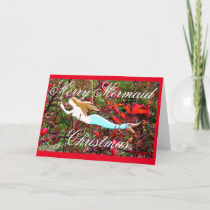 star carrying mermaid Merry Christmas Holiday Card