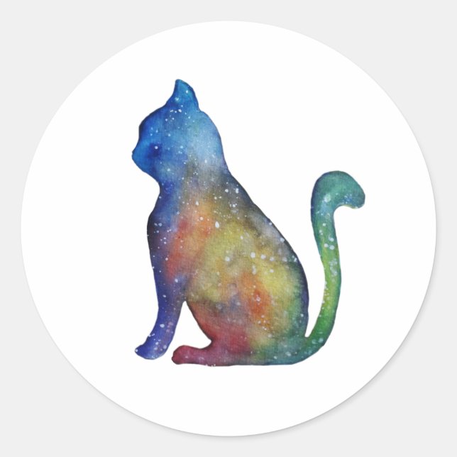 Star cat Classic Round Sticker, Glossy Sticker (Front)