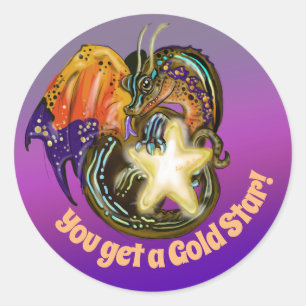 Star Catcher Glowing Star Dragon Classic Round Sticker