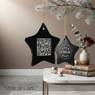 Star Ceramic Ornament with Custom Logo and QR Code