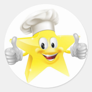 Star chef mascot classic round sticker
