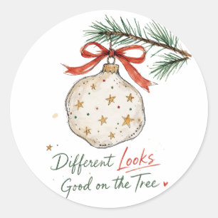 Star Christmas Ornament Watercolor Classic Round Sticker