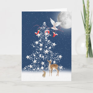 Star Christmas tree with JOY and dove Holiday Card