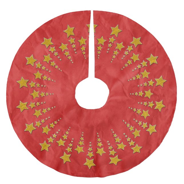 Star Circle gold I + your backgr. & ideas Brushed Polyester Tree Skirt (Front)
