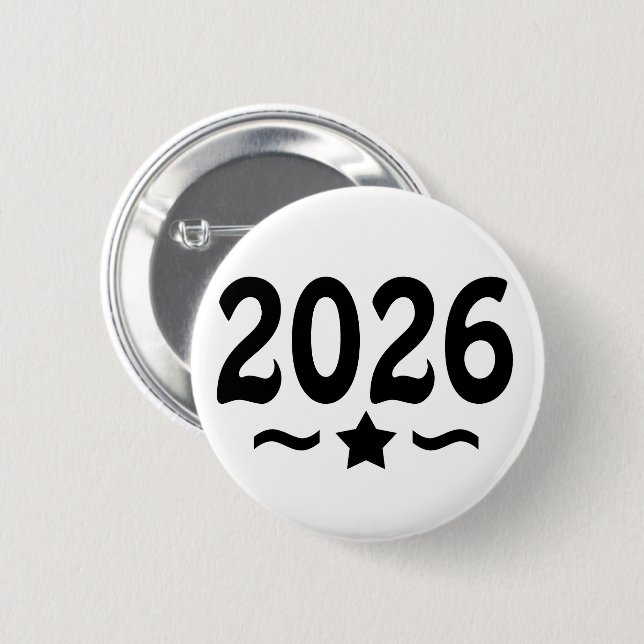 Star Class of 2026 Graduation 6 Cm Round Badge (Front & Back)