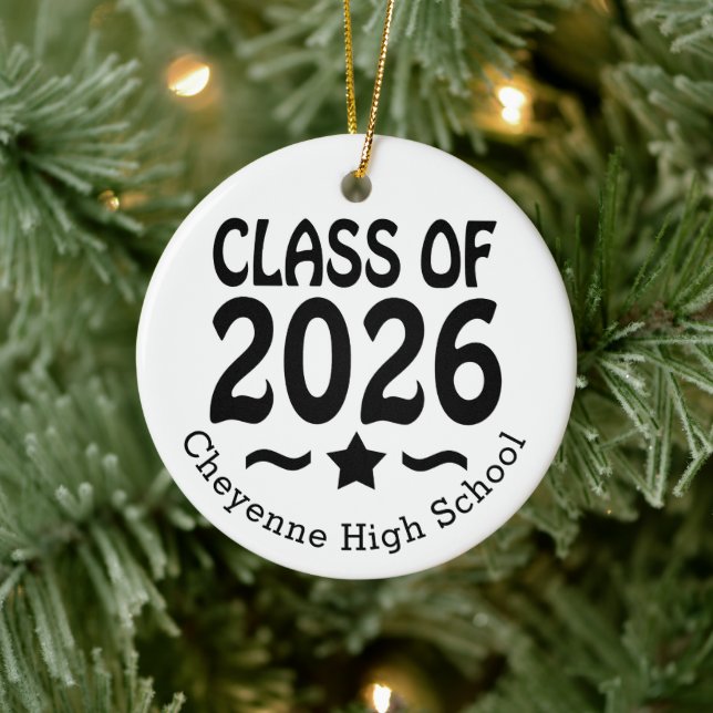 Star Class of 2026 Photo Graduation Ceramic Ornament (Tree)