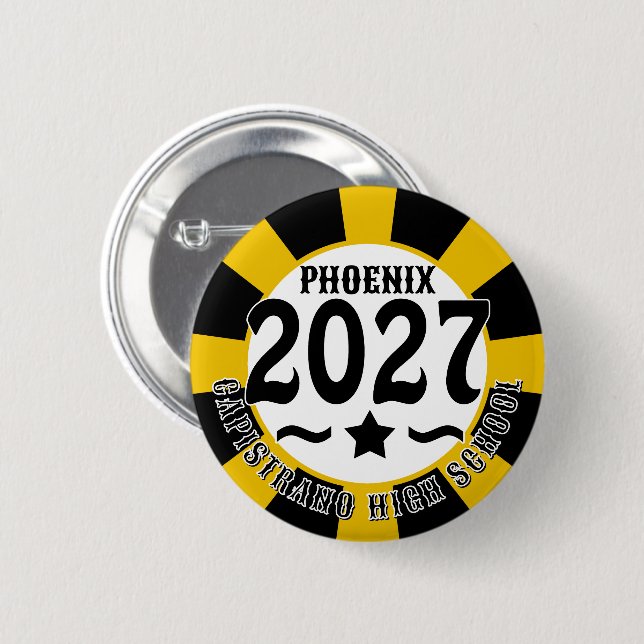 Star Class of 2027 Graduation 6 Cm Round Badge (Front & Back)
