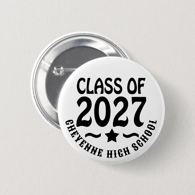 Star Class of 2027 Graduation 6 Cm Round Badge (Front & Back)