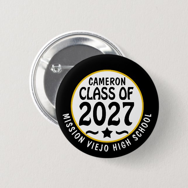 Star Class of 2027 Graduation 6 Cm Round Badge (Front & Back)